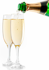 End of filling a champagne glass