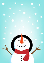 Happy Christmas snowman and snowflakes