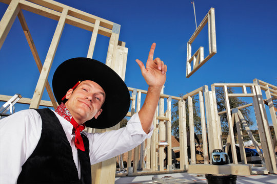 carpenter in traditional guild clothing