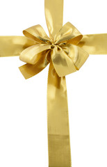 noeud doré ruban emballage cadeau