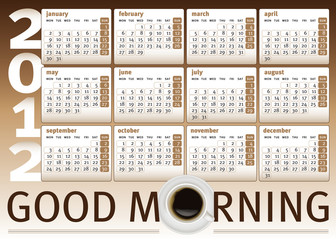 calendario 2012 orizzontale tema caffè in inglese