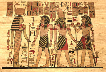 Egypt Papyrus with elements most prominent of the antique Egypt.