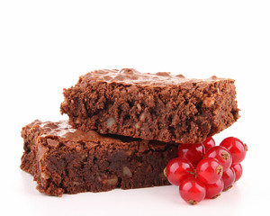 isolated brownie and red currant