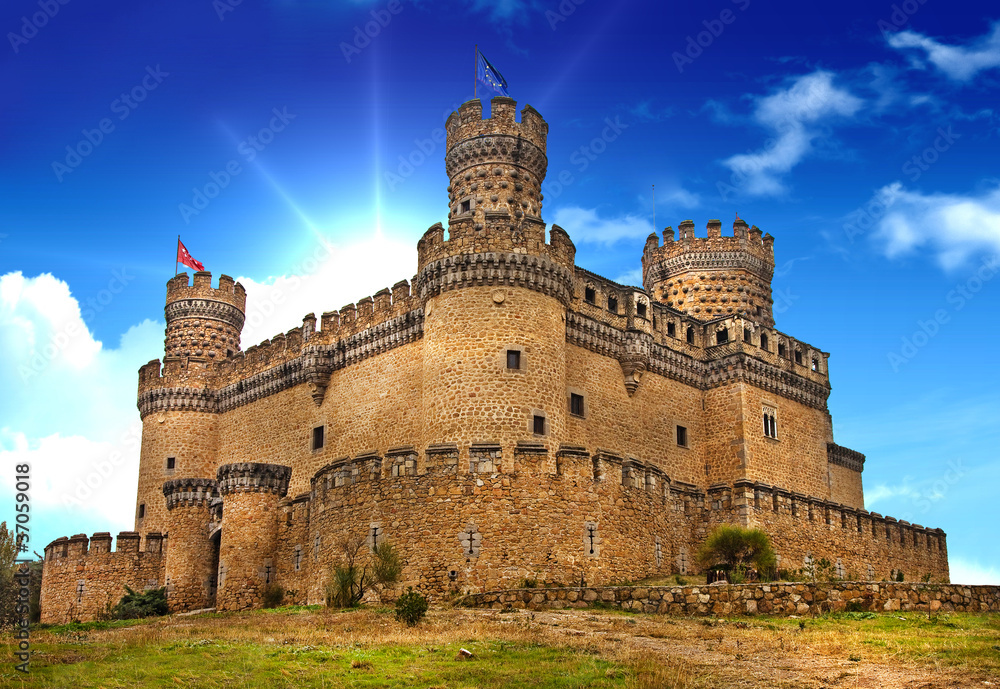 Wall mural medieval castle in spain - manzanares el real