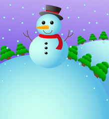 Christmas card with snowman