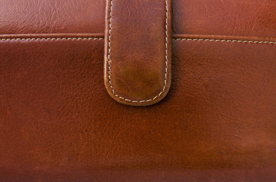 Surface of brown leather bag