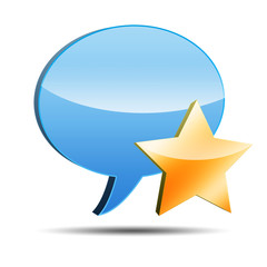 Icono comentario 3D con simbolo estrella