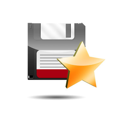 Icono disquete 3D con estrella