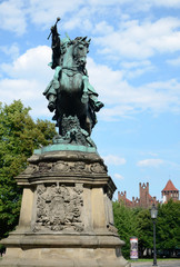 Fototapeta premium Jan III Sobieski - city monument's front in Gdansk city