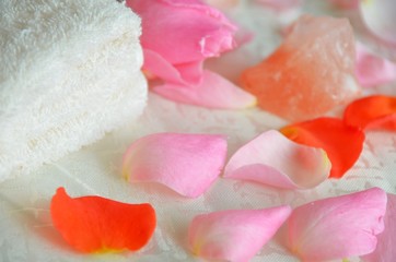 rose petal and towel
