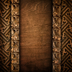 old wood background with carving