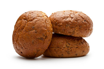 Brown buns on the white background