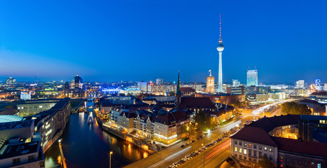 Berlin panorama at night