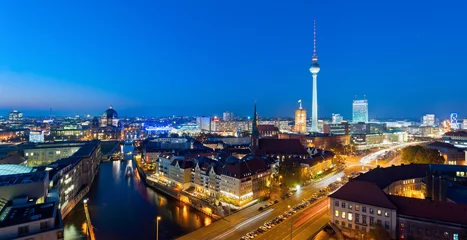 Fotobehang Berlijn panorama bij nacht © engel.ac