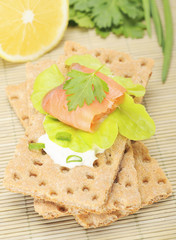 crispbread with salmon