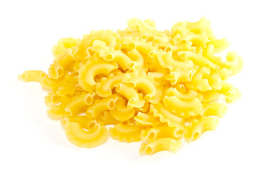 dried italian pasta on white background