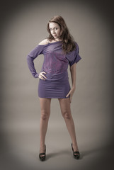 Attractive girl in blue dress