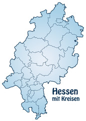 Bundesland Hessen mit Landkreisen