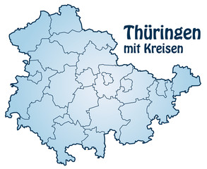 Obraz premium Bundesland Thüringen mit Landkreisen