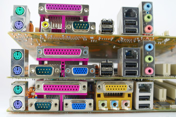 Interface plug-and-sockets of computer main boards