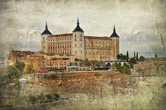Toledo alcazar (Spain) - picture in painting style