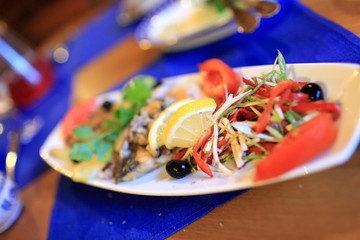 Salad and seafood