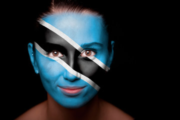 Portrait of a woman with the flag of the Botswana