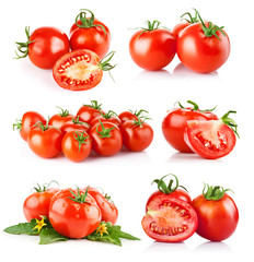 set fresh tomato vegetables isolated on white background