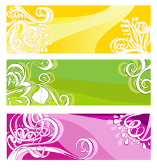 Fototapeta na wymiar Bright banners with floral elements