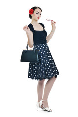 beautiful young woman isolated on white