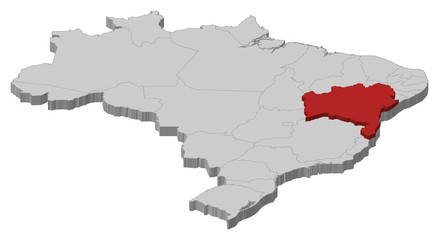 Map of Brazil, Bahia highlighted