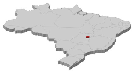 Map of Brazil, Brazilian Federal District highlighted