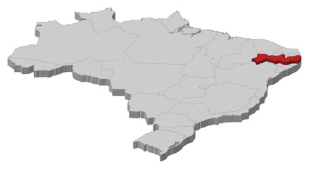Map of Brazil, Pernambuco highlighted