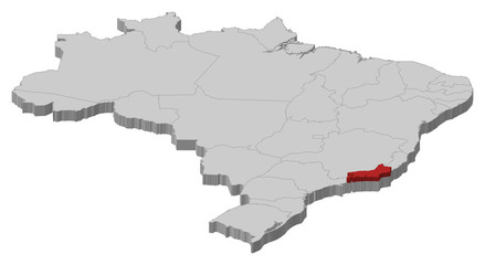 Map of Brazil, Rio de Janeiro highlighted