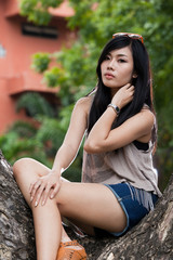 Naklejka premium A portrait of beautiful Asian girl