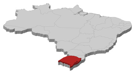 Map of Brazil, Rio Grande do Sul highlighted