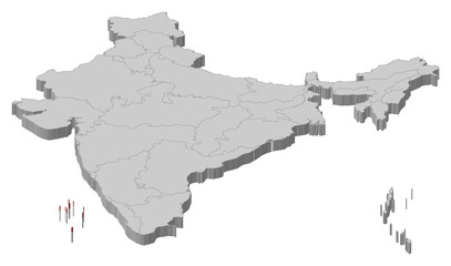 Map of India, Lakshadweep highlighted