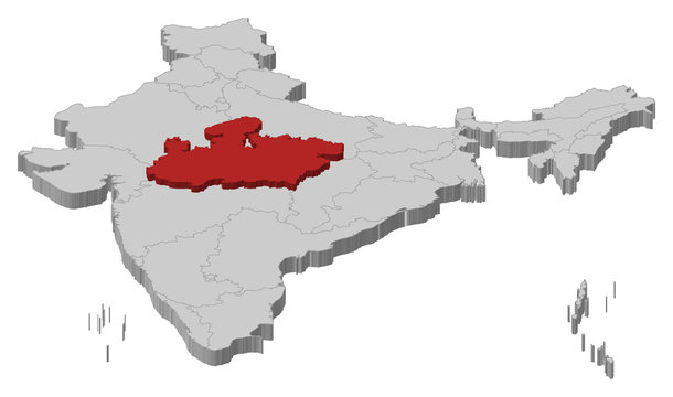 3d Map Of Bhopal Map Of India, Madhya Pradesh Highlighted Stock Vector | Adobe Stock
