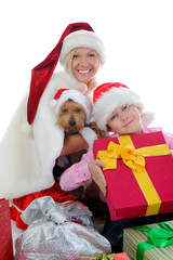 Cheerful boy in Santa Claus hat