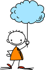 Мальчик держит знак погоды