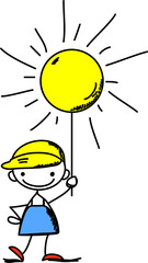 Мальчик держит знак погоды