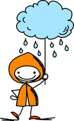 Мальчик держит знак погоды