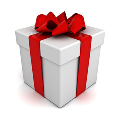 Gift box with red ribbon bow