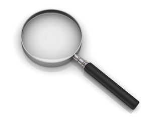 Magnifying glass on white with reflection