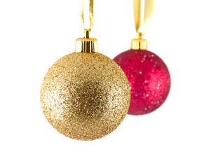 Golden and red christmas balls