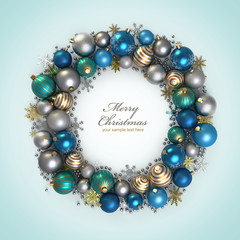 Christmas wreath decoration from color bubbles