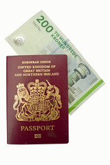 UK passport and  Kroner
