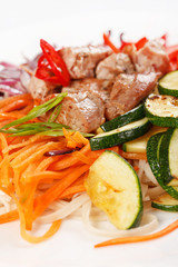 meat with vegetables and noodles