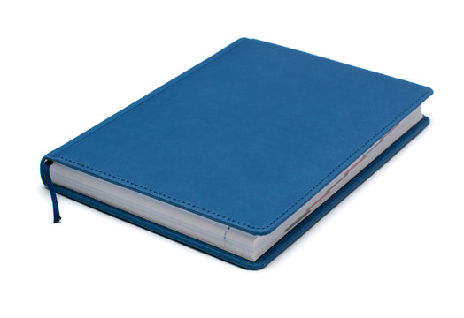 isolated blue notebook on white