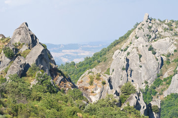 Panoramic view of Pietrapertosa. Basilicata. Italy.